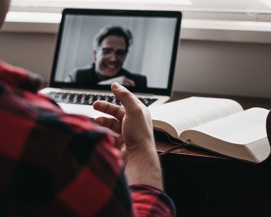 person learning online course