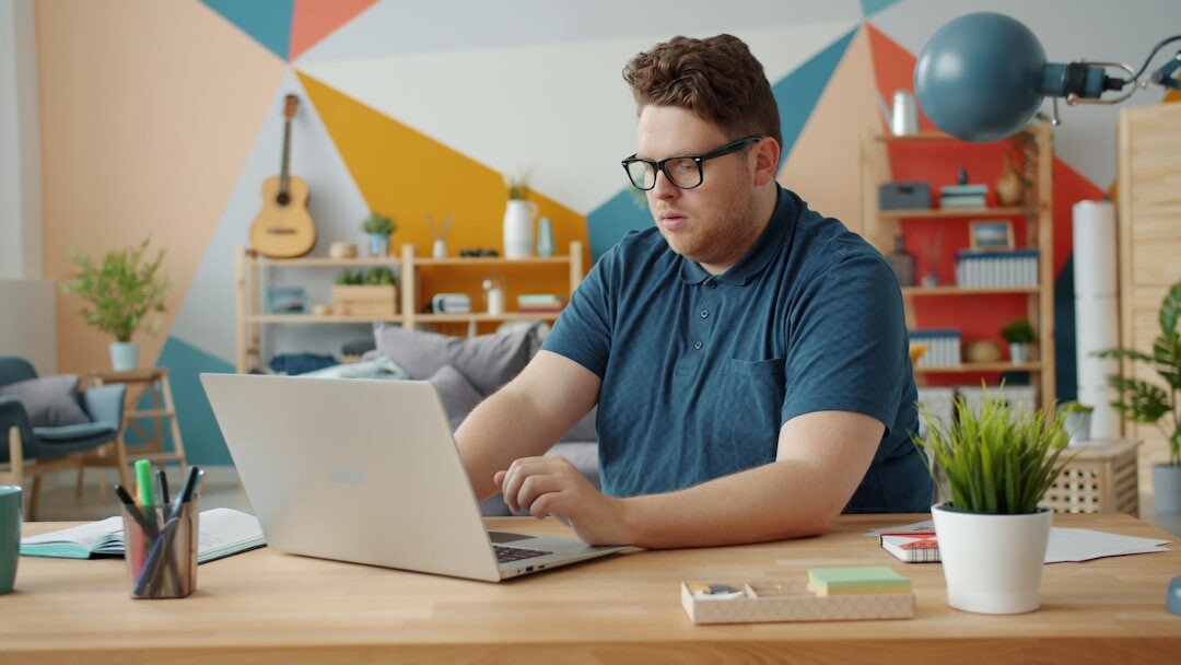 person studying at desk