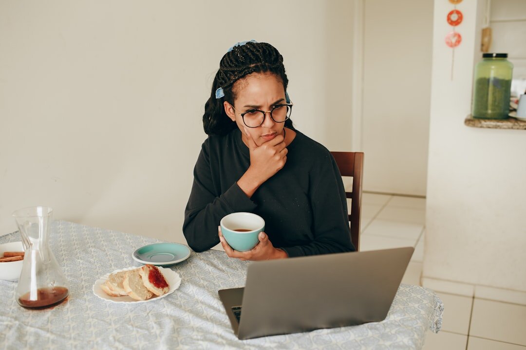 woman learning online at home
